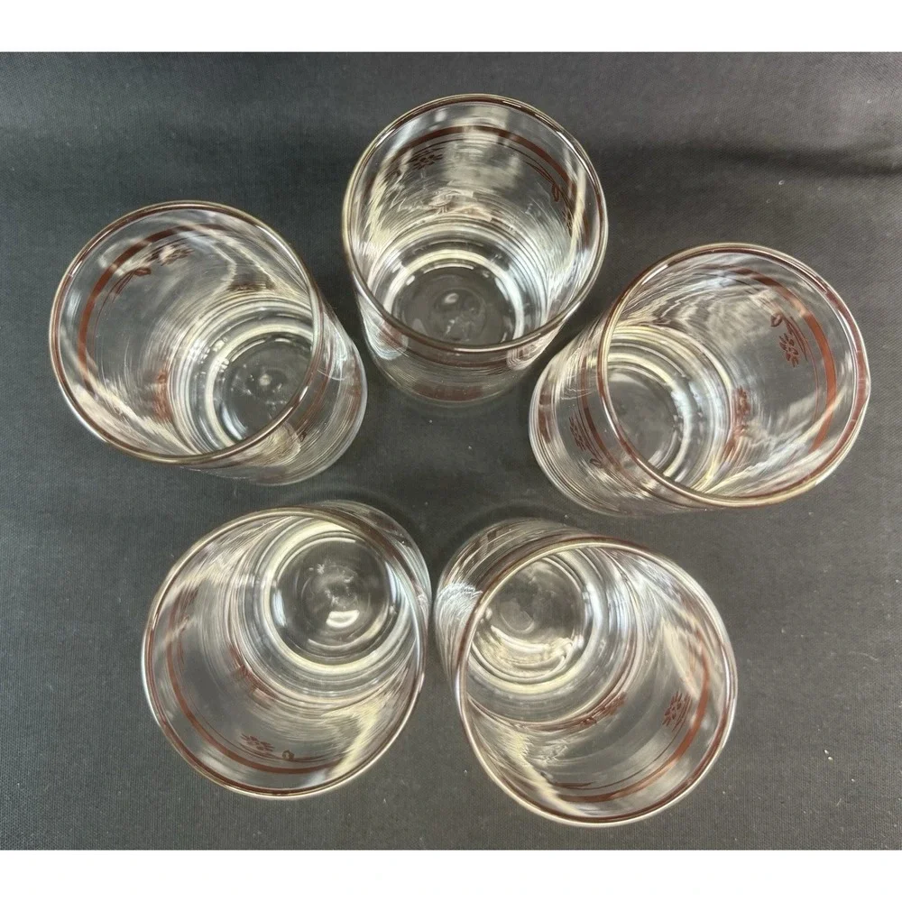 Lot Of 5 Vintage 1980s Sango Sahara Brown Glass Tumblers